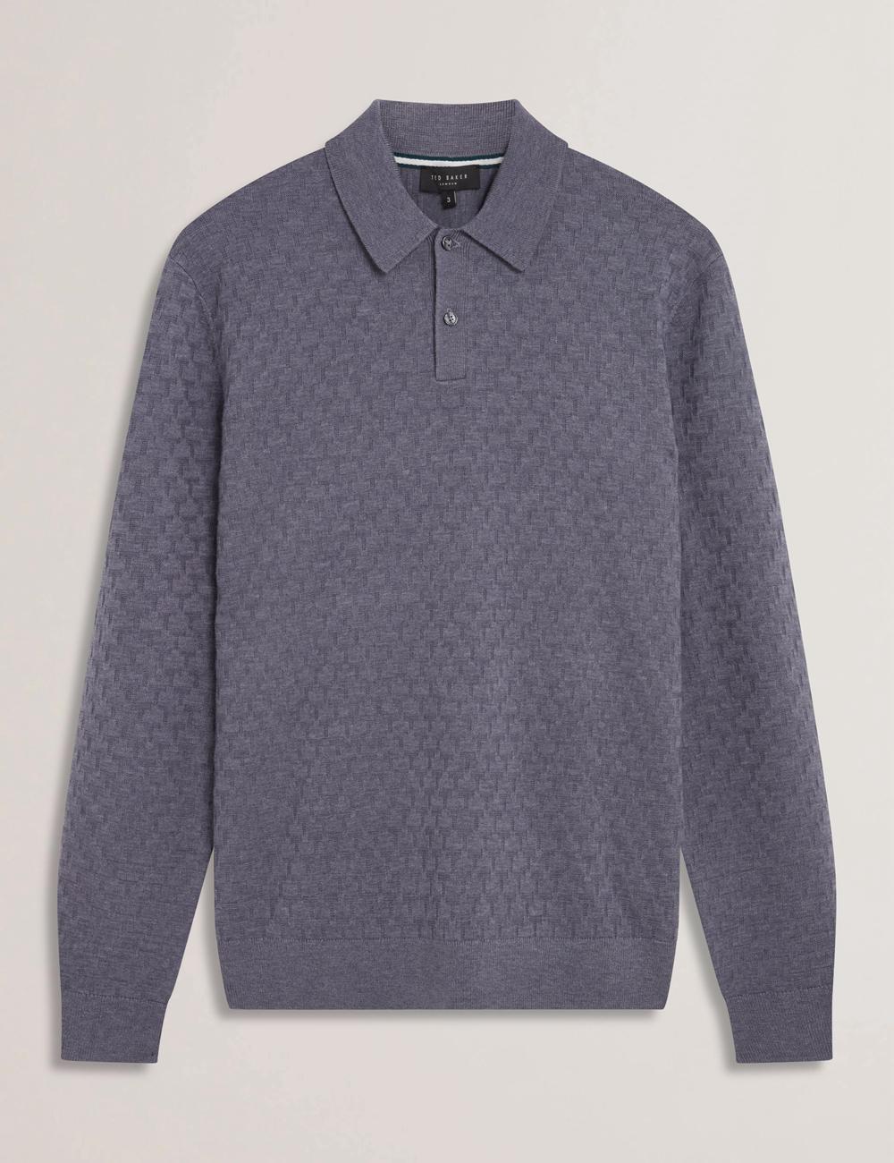 Ted Baker MORAR - T Knit Long Sleeve Top Men Jumpers Mid-Blue | Malaysia  3805-JISNM