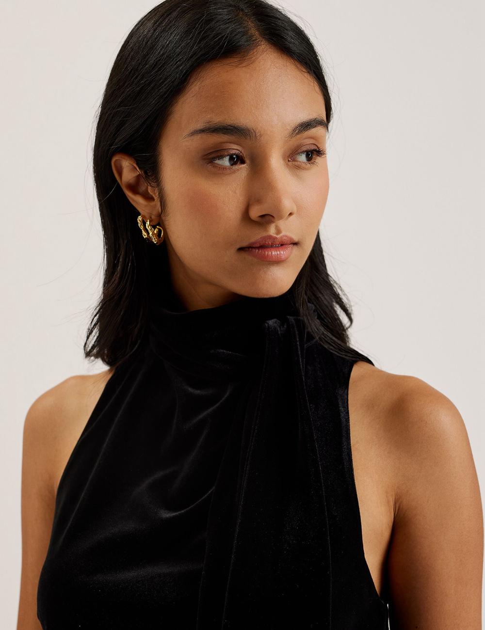 Ted Baker NALIAS - Velvet High Cowl Neck Sleeveless Women Tank Tops Black | Malaysia  8326-BVLXM