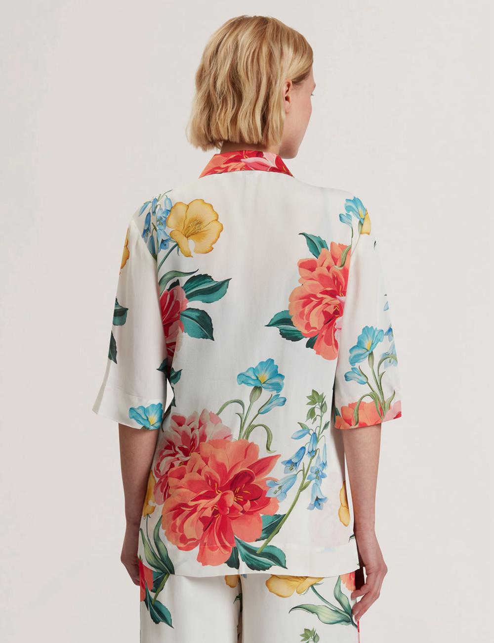 Ted Baker NYMPHA - Floral Short Sleeve Oversized Women Blazers White | Malaysia  2691-QPAZB