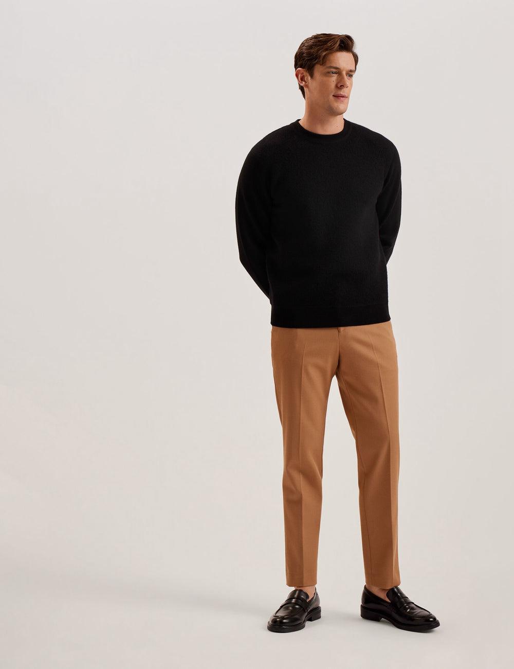 Ted Baker OLMSTE - Boucle Wool Blend Crew Neck Men Jumpers Black | Malaysia  9435-COLZM