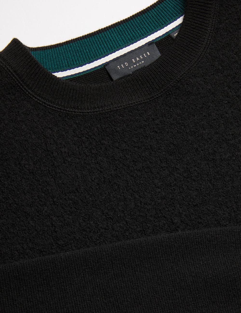 Ted Baker OLMSTE - Boucle Wool Blend Crew Neck Men Jumpers Black | Malaysia  9435-COLZM