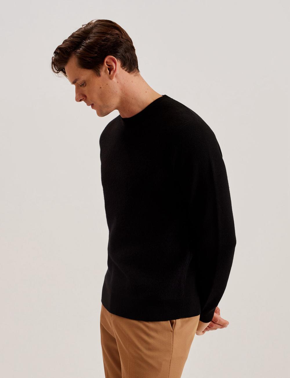 Ted Baker OLMSTE - Boucle Wool Blend Crew Neck Men Jumpers Black | Malaysia  9435-COLZM