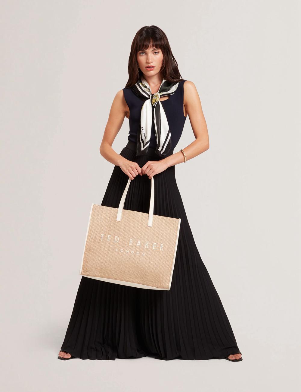 Ted Baker PALLMER - Faux Raffia PU Trim Large Women Tote Bags Ecru | Malaysia  4109-OFZEY