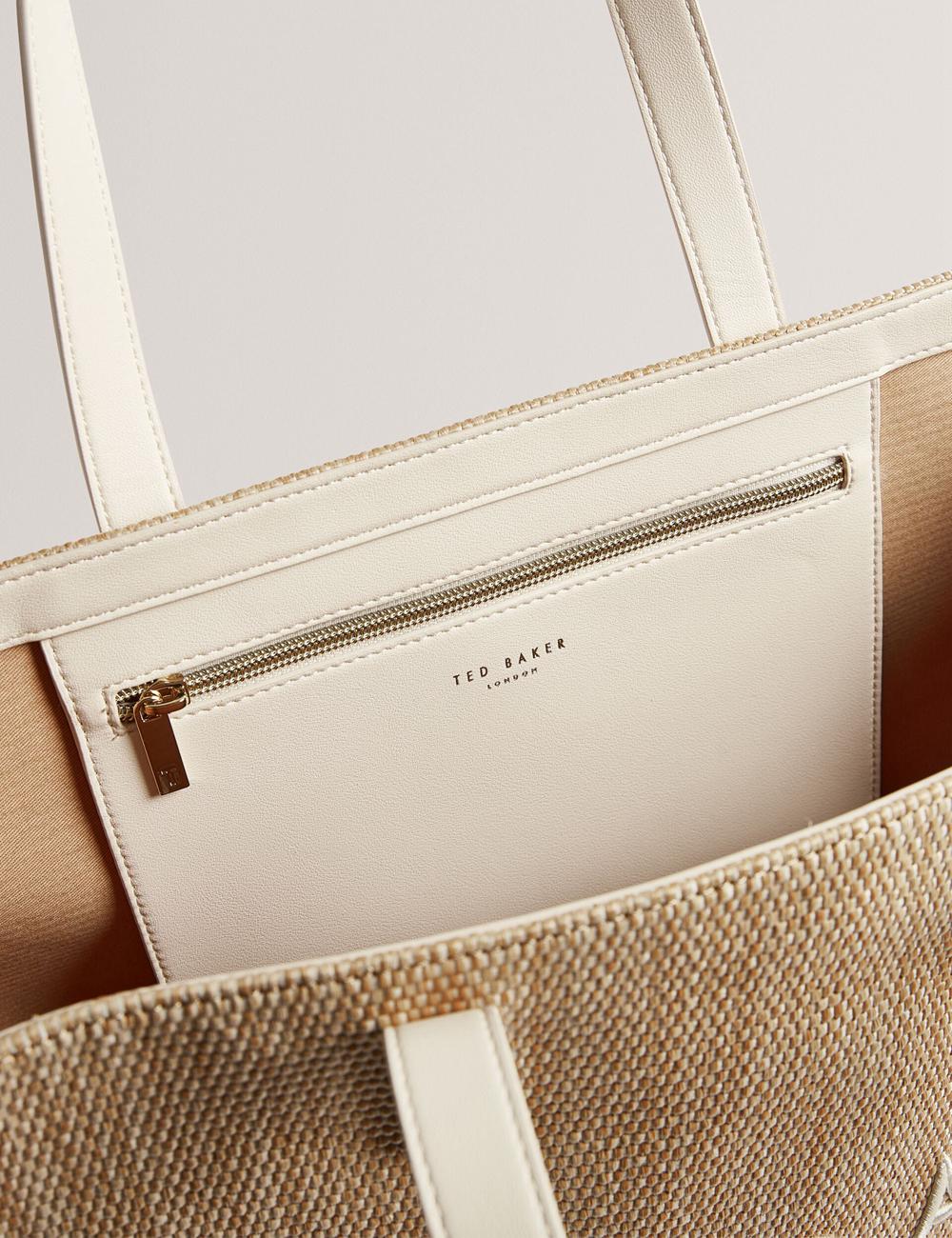 Ted Baker PALLMER - Faux Raffia PU Trim Large Women Tote Bags Ecru | Malaysia  4109-OFZEY