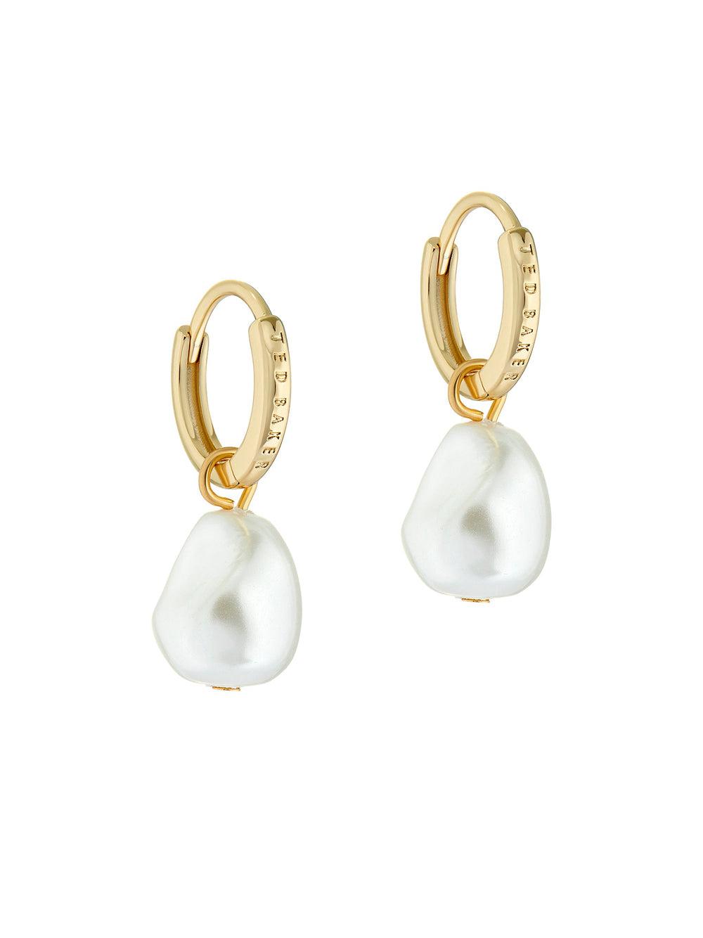 Ted Baker PERIAA - Pearl Drop Pendant Huggie Women Earrings Gold | Malaysia  7526-UYBHV