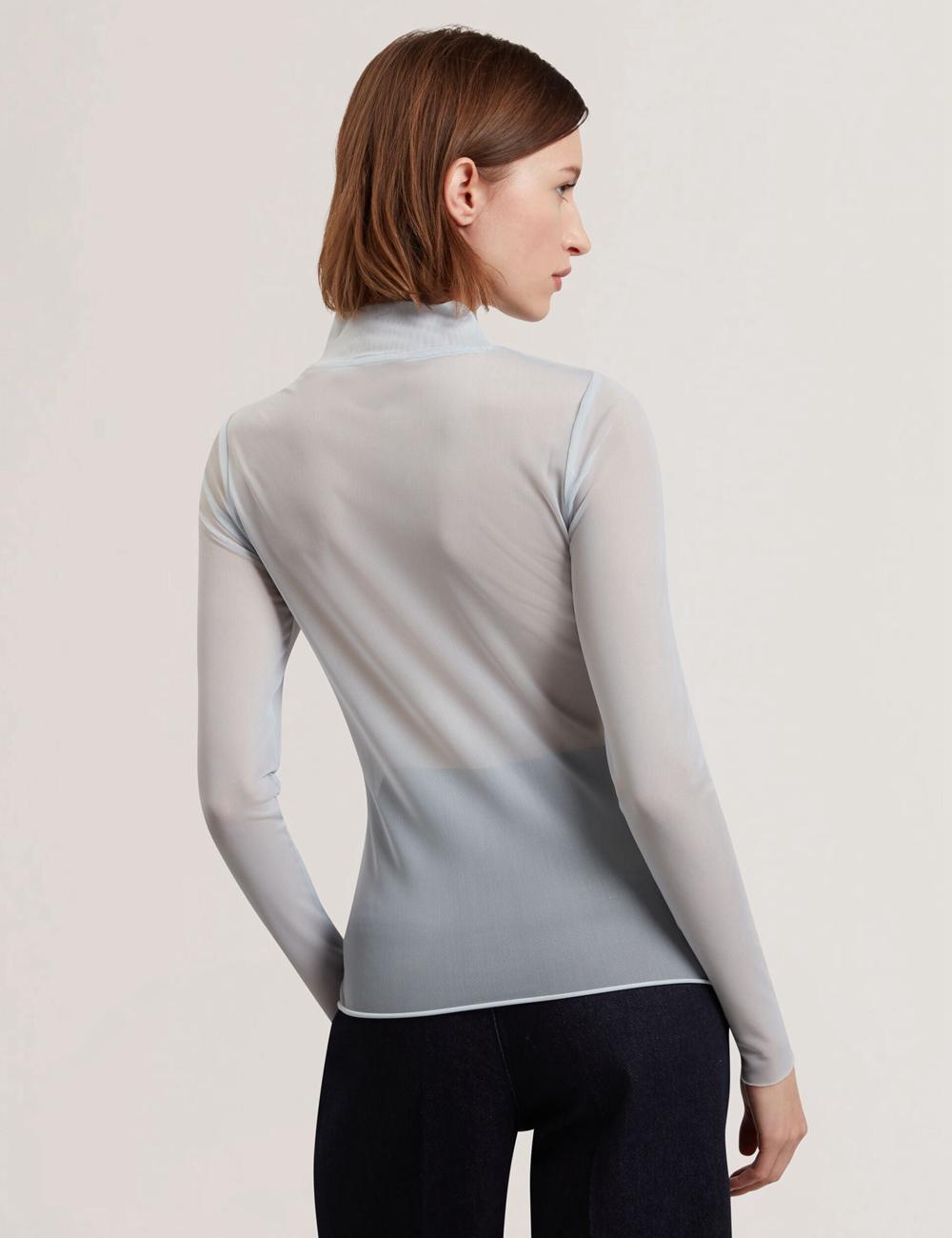 Ted Baker PIPYA - Floral High Neck Long Sleeve Mesh Women Tops Blue | Malaysia  9874-FZLGR