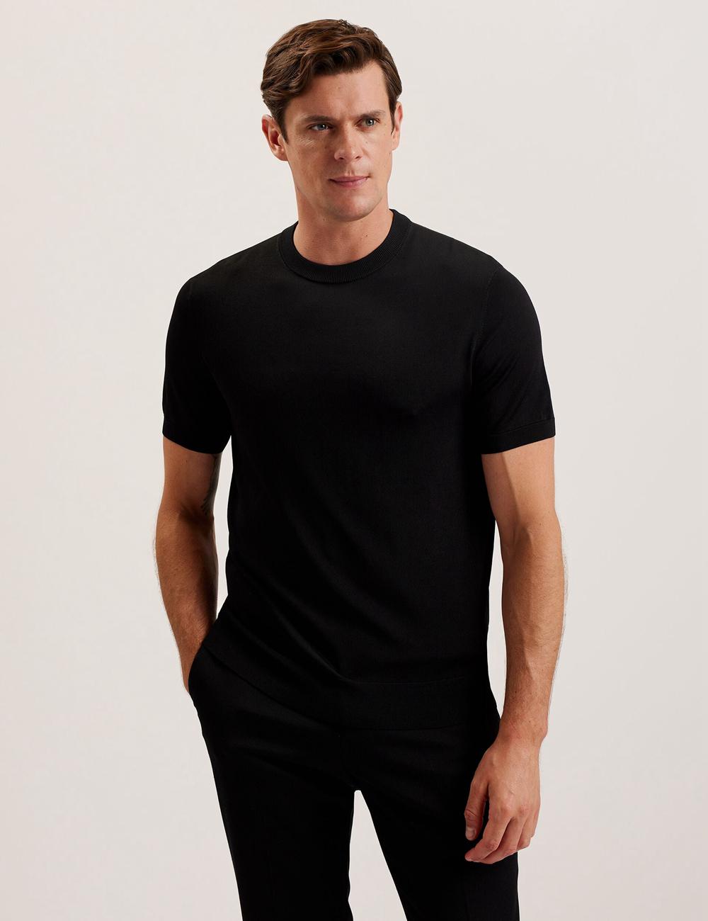 Ted Baker REYON - Rayon Crew Neck Short Sleeve Men T-Shirts Black | Malaysia  6038-IQECT