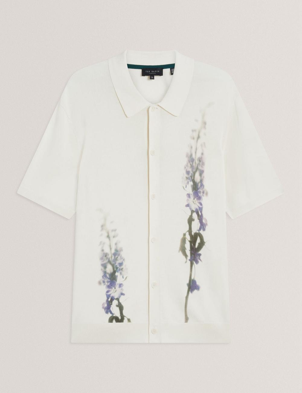 Ted Baker RUITS - Short Sleeve Floral Placement Men Polos Shirts Ecru | Malaysia  2963-WOHDR