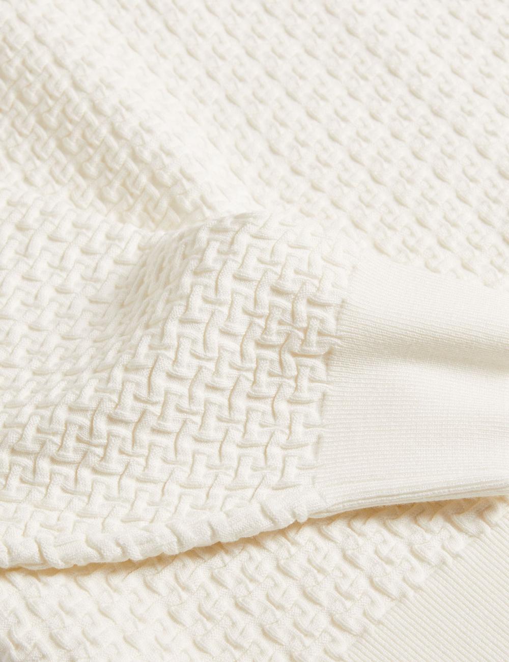 Ted Baker TEDTYY - Textured T Jacquard Knitted Women Jumpers Ivory | Malaysia  0463-OFMLT