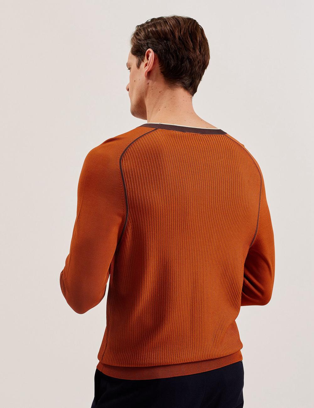 Ted Baker TOREZ - Long Sleeve Textured Knit Top Men Jumpers Brown | Malaysia  8392-QZRIU