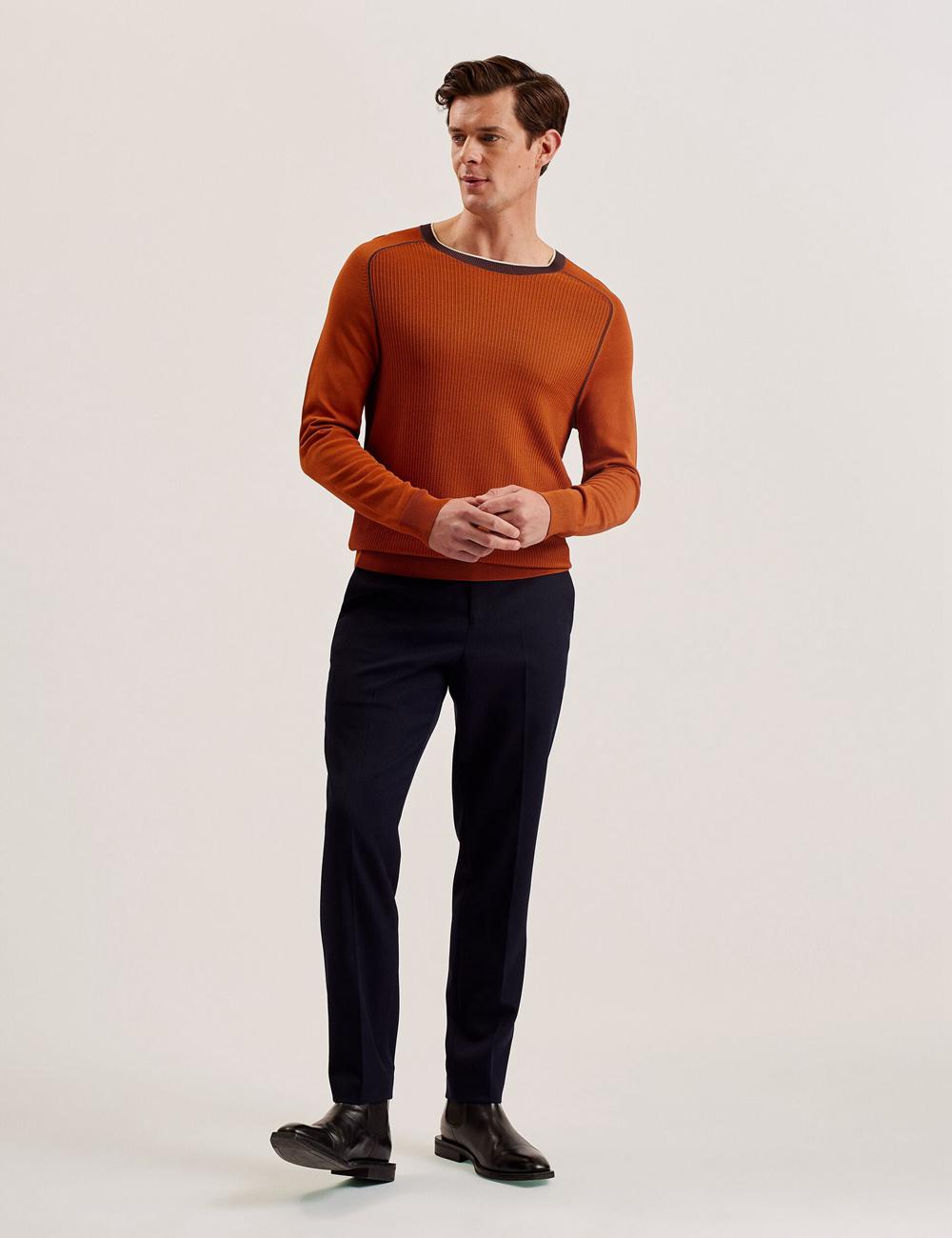 Ted Baker TOREZ - Long Sleeve Textured Knit Top Men Jumpers Brown | Malaysia  8392-QZRIU