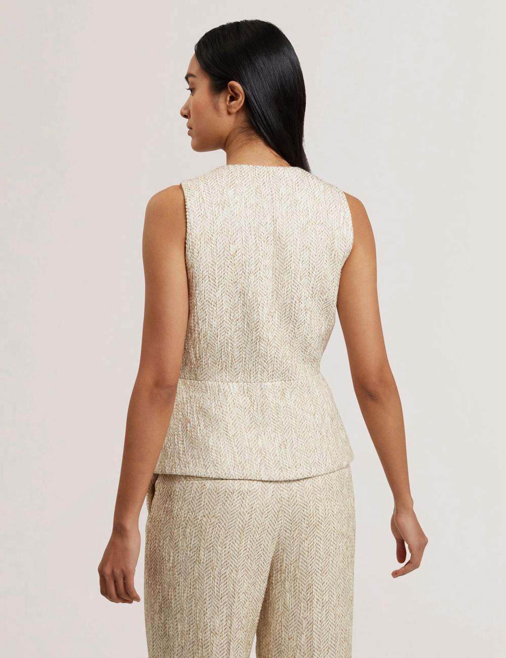 Ted Baker VULPAW - Boucle Herringbone Fitted Women Suit Waistcoat Ivory | Malaysia  7158-ONRVF